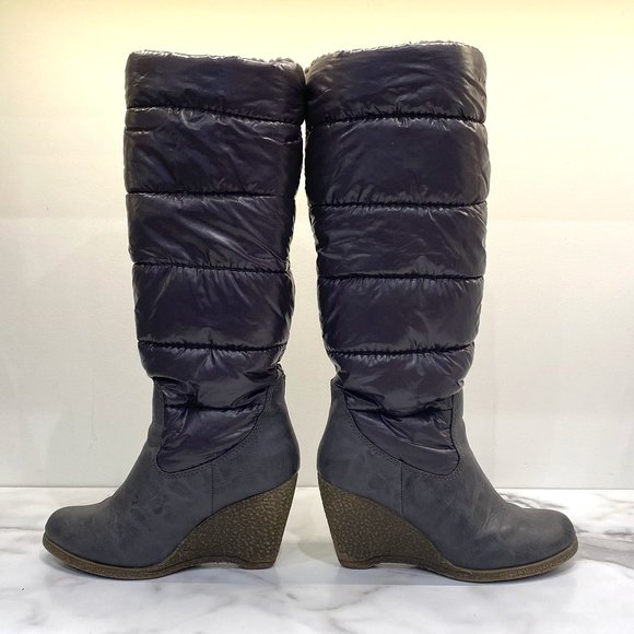Steve Madden Grey Puffy Winter Heeled Boots - Picture 6 of 13